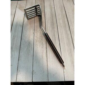 Right angle potato smasher. USA  Ekco Flint Stainless Steel With Wooden Handle